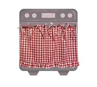 KiraKira Falda de horno hecha a mano de mezcla de algodón con lazos de cinta, decoración de cocina con volantes para desordenar, lavable a máquina, Domino