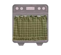 KiraKira Falda de horno hecha a mano de mezcla de algodón, cubierta frontal de estufa con volantes con pestañas de fácil ajuste, decoración de cocina de granja para ocultar las bandejas de hornear