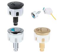 KiraKira Inodoro de doble descarga para botón de tanque de 38 mm, interruptor de presión cromado con tapa de cisterna estándar de resorte para reemplazo