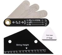 KiraKira Juego de medidor de acción de cuerda de guitarra de acero inoxidable y regla de varilla de armadura con medición de altura de pastilla para bajo acústico eléctrico, incluye púa (C)