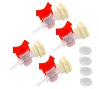 KiraKira Kit de 4 conectores de sistema de riego de animales para cubo de conejo, incluye accesorio de mamparo, válvula de bola de púas y filtro de malla, se adapta a manguera de 5/16 pulgadas, color