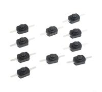 KiraKira Mini interruptor de botón para antorcha, paquete de 10, 1 A, 30 V, cierre negro, 2 pines, para interruptor de cobre compacto, control de linterna y proyectos de bricolaje