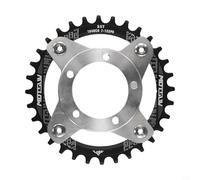KiraKira Plato compatible 104BCD, aleación de aluminio E-para piñón de bicicleta con adaptador, dientes 32T 34T 36T 38T, acabado negro (32T negro)