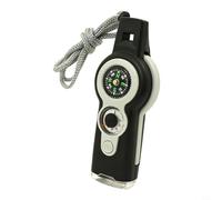 KiraKira Silbato de supervivencia multifuncional 7 en 1 con LED brillante, para brújula, termómetro y cápsula de almacenamiento seco, para equipo esencial al aire libre, camping, senderismo, color