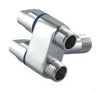 KiraKira Válvula de ángulo de control doble de aleación G1/2, apertura rápida 1 en 2 hacia fuera desviador inodoro, lavadora, calentador de agua, grifo de cocina, negro (plata)