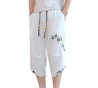 Kirakuco Pantalones Japoneses Hombre Ropa De Lino Correr Viajar Elástico Ligero Pantalones Cortos Taro Para Hombres Tradicionales Cómodo Pantalones Cortos Con Cordón Casual, Luz Cenicienta, XL