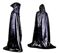 KIRALOVE Capa de Disfraces - Vampiro - drácula - Halloween - Carnaval - crepúsculo - Negro Brillante - translúcido - Capucha - Adultos - Hombre - Talla única - Idea de Regalo Original Twilight