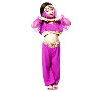 KIRALOVE Disfraz de odalisca - árabe - disfraces para niños - halloween - carnaval - bailarina del vientre - color morado - niña - talla l - 6-7 años - idea de regalo original