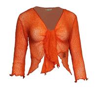 KIRAN FASHION - Bolero corto elástico de manga 3/4 para mujer, tejido fino, talla única, naranja, Talla única