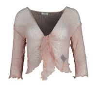 Kiran Fashion Chaqueta tipo bolero de punto fino para mujer, manga 3/4, con lazo, elástica, talla única, melocotón, Altoa única