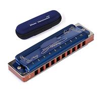KIRANDY Armónica diatónica de 10 Agujeros armónica de Blues de 2 Colores 12 Teclas/Bajo F Boca Ogan de Viento de Madera Instrumento Musical T008K Melódica Gaita (Color : Blue Color BD Tone)