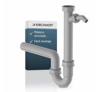 Kirchhoff 98831349 Eco-Save 98831349-Sifón para Fregadero de Cocina, de plástico Reciclado, desagüe con conexión para Lavadora o lavavajillas, Gris