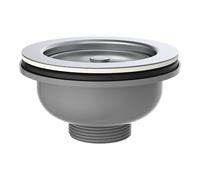 KIRCHHOFF 98835249 - Válvula de Cesta de Acero Inoxidable, colador para Fregadero de Cocina, válvula de desagüe sin rebosadero, tapón de desagüe, Cromado