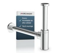 Kirchhoff Design sifón, desagüe, juego de desagüe para lavabo y lavabo, sifón de olores con abertura de limpieza, sifón para botellas, tubo de desagüe, 98166210, cromado
