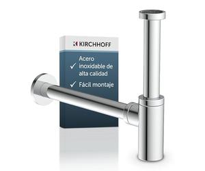 Kirchhoff Design sifón, desagüe, juego de desagüe para lavabo y lavabo, sifón de olores con abertura de limpieza, sifón para botellas, tubo de desagüe, 98166210, cromado