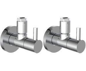 Kirchhoff Design Válvula de ángulo universal con cierre rápido, válvula reguladora de ángulo para tuberías de agua fría y caliente, 98166110, cromada (Paquete de 2)