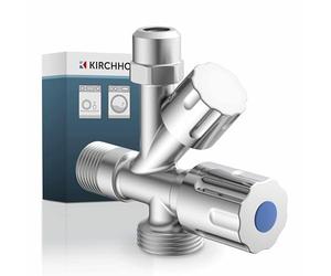 KIRCHHOFF Dispositivo universal de válvula de esquina con conexión para lavavajillas, válvula de regulación de esquina de ½ pulgada para tubería de agua fría, grifo de lavabo de baño 98480090, cromado