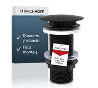 KIRCHHOFF Juego de desagüe para Lavabo sin rebosadero, válvula de desagüe sin Pop up, válvula de desagüe sin rebosadero, Juego de desagüe para Lavabo y tocador, Negro 98806840