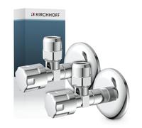 KIRCHHOFF Válvula de esquina universal de ½ pulgada, ½ pulgada, válvula de regulación de esquina para tuberías de agua fría y caliente, grifo de cierre para lavabo, juego de 2, 98625714, cromado