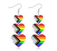 Kireida Pendientes Orgullo Arcoíris LGBTQ Para Mujeres Corazón Triple Colgantes Homosexual Lesbiana Bisexual Transgénero Accesorios De Joyería Para Celebrar El Orgullo