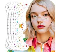 Kireida Pride Pecas Tatuaje Facial Arcoíris Mariposa Brillo Tatuajes Temporales Resistente Al Agua LGBTQ+ Purpurina Facial Para Desfile Festival Celebración Orgullo