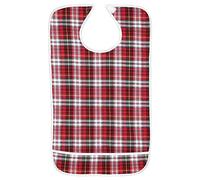 Kireina Baberos Lavables Reutilizables de la Comida para Adultos, 3 Colores, Babero Impermeable Ajustable con a presión con recogemigas (Red)