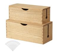 KIRIGEN Caja Organizadora de Cables, 2 Cajas para Cables de Madera, Natural
