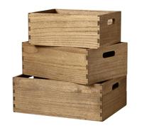 KIRIGEN Cajas de Madera, Cajones de Almacenaje, Set de 3, Marrón Oscuro