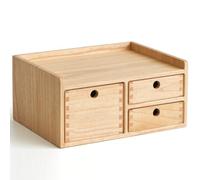 KIRIGEN Cajonera de Madera, Organizador de Escritorio, 3 Cajones, Natural