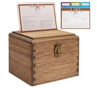 KIRIGEN Organizador de Recetas de Cocina en Madera - Incluye 100 Fichas y 12 Divisores - Para Uso Diario o como Regalo, Color Marrón