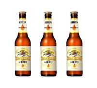 Kirin Ichiban Cerveza Lager Rubia Japonesa 330 ml Pack 3 Unidades, sabor limpio y equilibrado, final fresco, ideal para sushi y cocina asiática