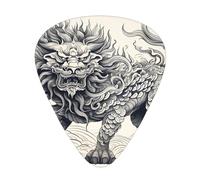 Kirin Line Drawing - Púas de guitarra en tamaños finos, medianos y gruesos, juego de 12 piezas, adecuadas para guitarra eléctrica y varios instrumentos