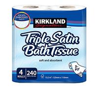 Kirkland Signature Papel higiénico de baño triple satinado suave y absorbente, 10 x 4 rollos