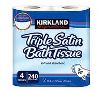 Kirkland Signature - Papel higiénico triple satinado de 3 capas, 4 rollos, 1 paquete de papel higiénico Kirkland-blanco, 1 paquete