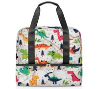 Kirls Desig Dinosa - Bolsa de lona deportiva con diseño de mármol Dinosa para mujeres, hombres y niños, bolsas de fin de semana separadas para mojado, bolsa de mano de 21 L para viajes, gimnasio,