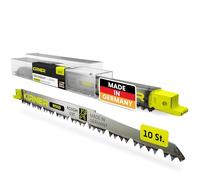 KIRNER Hojas de sierra de sable, madera verde y ramas, 240 mm, extremadamente afiladas y duraderas, paquete de 10 hojas de sierra de sable para jardinería, hojas de sierra de sable con soporte