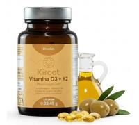 Kiroot Vitamina D3 y K2 120 Perlas - Complemento Alimenticio con Colecalciferol, Menaquinona-7 y Aceite de Oliva Virgen Extra - Para Huesos y Sistema Inmunitario