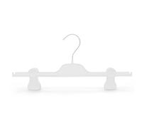Kiroplast 10 perchas para pantalones blancos, pinzas para ahorrar espacio, de plástico, pinzas para faldas, perchas de 36 cm