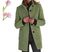 Kirposh Abrigos de guisante for mujer, gabardina de cuello alto y botonadura sencilla, gabardinas de mezcla de lana y abrigo de guisante extragrande.(Pea green,L)