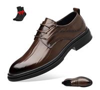 Kirposh Zapatos Oxford de Cuero clásicos for Hombre, Zapatos de Vestir Formales con Cordones y Plantilla Acolchada, for el Trabajo y Todos los días(Brown,40 EU)