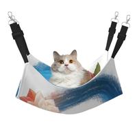 KIRROWE Columna de agua circular y flores, hamaca colgante reversible para gatos, jaula de doble cara para mascotas, hamaca colgante para cama, almohadilla para dormir para animales pequeños y