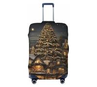 Kirrowe Funda protectora antiarañazos para equipaje con diseño de árbol de Navidad en la casa, para equipaje de 18 a 32 pulgadas, Negro -, M