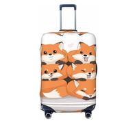 Kirrowe Funda protectora antiarañazos para equipaje, diseño de zorro de dibujos animados, se adapta a equipaje de 18 a 32 pulgadas, Negro -, XL