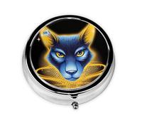 KIRROWE Golden Wolf Head - Pastillero con 3 compartimentos recubiertos de metal, perfecto para el almacenamiento diario de medicamentos y viajes