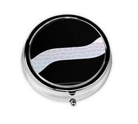 KIRROWE Organizador de pastillas a rayas de escala: mini pastillero con revestimiento de metal con 3 compartimentos, perfecto para el almacenamiento diario de medicamentos y viajes con