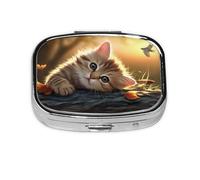 KIRROWE Organizador de pastillas, compacto, elegante y hermoso, ligero y fácil de llevar, muy adecuado para viajes y uso diario, The Thinking Cat