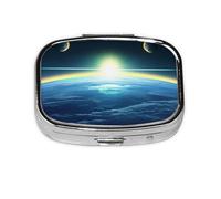 KIRROWE Organizador de pastillas, compacto, elegante y hermoso, ligero y fácil de llevar, muy adecuado para viajes y uso diario. Mirando hacia la Tierra