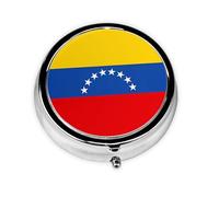KIRROWE Organizador de pastillas de la bandera de Venezuela, mini pastillero con revestimiento de metal, 3 compartimentos, perfecto para el almacenamiento diario de medicamentos y viajes con