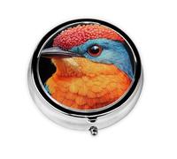 KIRROWE Organizador de pastillas de pájaros de colores brillantes. Mini pastillero con revestimiento de metal con 3 compartimentos, perfecto para el almacenamiento diario de medicamentos y viajes