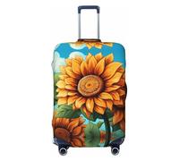 Kirrowe Sunflowers Under The Blue Sky - Funda protectora antiarañazos, para equipaje de 18 a 32 pulgadas, Negro -, L